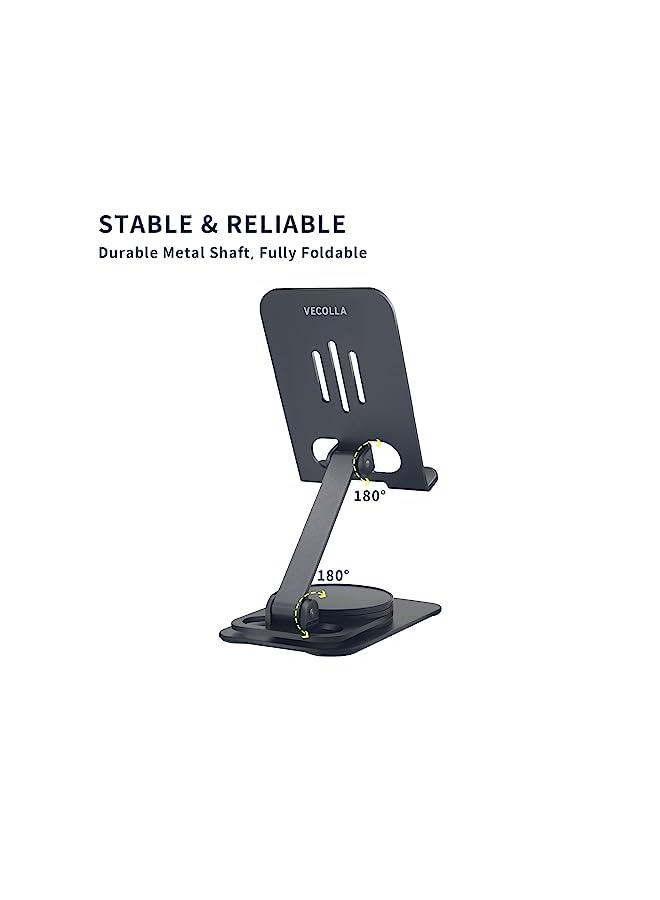 PROMASS حامل، حامل هاتف محمول من سبائك الألمنيوم قابل للدوران 360 درجة، حامل هاتف فيكولا القابل للتعديل، حامل هاتف محمول قابل للطي متوافق مع آيفون وسامسونج ريدمي ون بلس (فضي) - Image 3