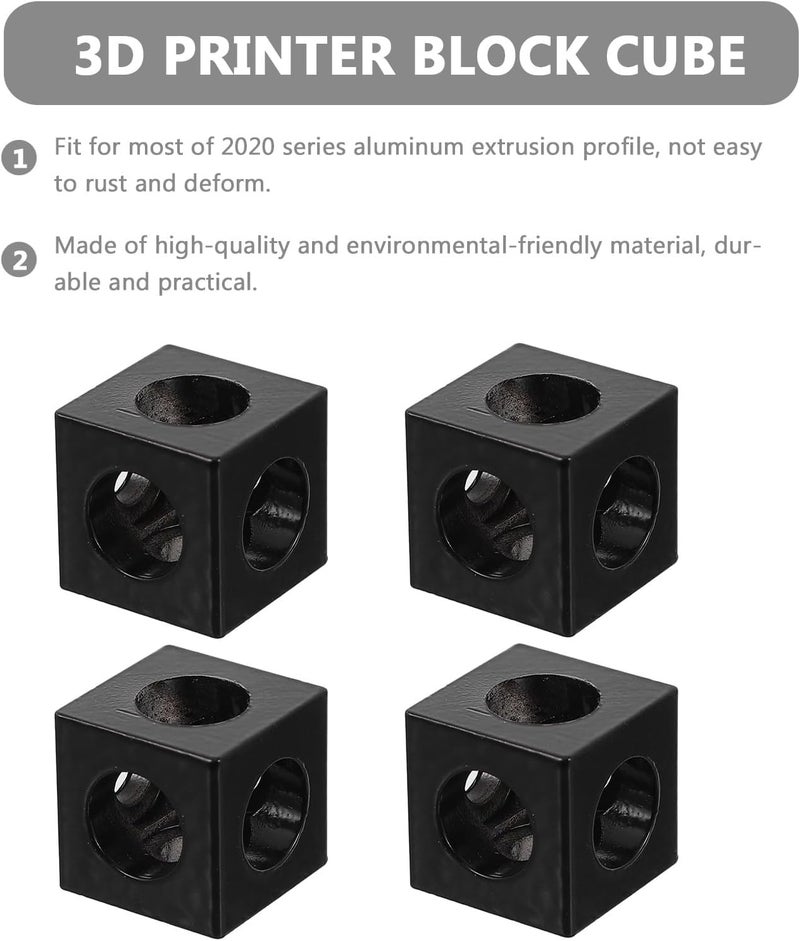 4pcs Industrial Aluminum Bracket Cube Frame Corner Bracket Cube Slot Connector for 2020 Aluminum Extrusion Profile 3D Printer and CNC Machine Assembly - Image 5