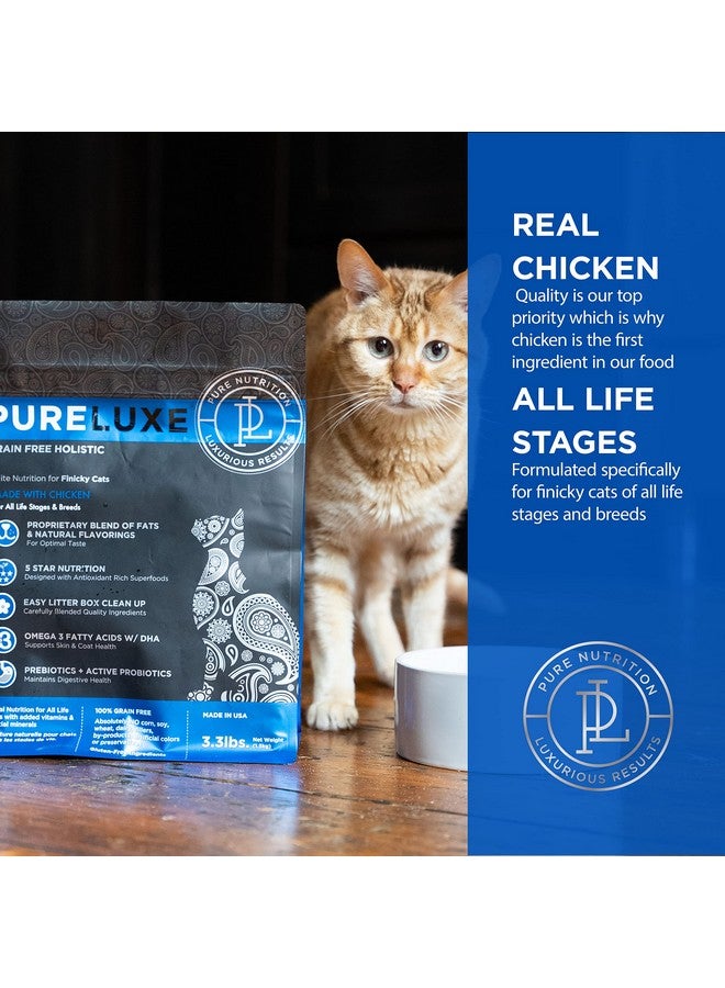 PURELUXE Grain and Gluten Free Cat Food, Finicky Cat Elite Nutrition, Chicken, Chickpeas, and Salmon, for All Life Stages and Breeds, Made in The USA, 3.3lbs - Image 2