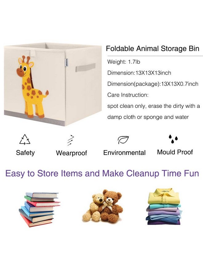 CLCROBD Foldable Animal Cube Storage Bins Fabric Toy Box/Chest/Organizer for Kids Nursery, 13 inch (Elegant Giraffe) - Image 3