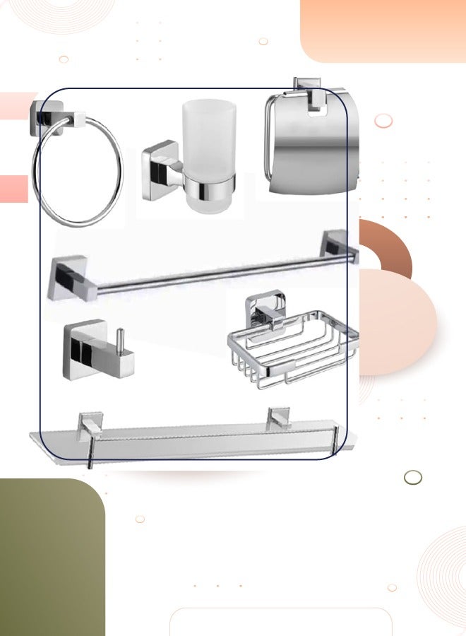 Bathroom accessories from b. bagno 7 pieces model number 607 chrome color