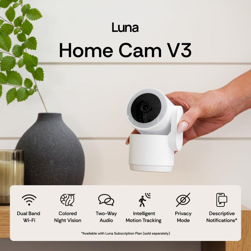 LUNA Home Luna 2K Indoor Cameras for Home Security, 2.4GHz & 5GHz WiFi, 360-Degree Pan-Tilt, Built-in Spotlight, Human Auto Tracking, Siren, Pet/Dog/Baby Camera with Phone app, Black (2026 Upgrade Version) - Image 2
