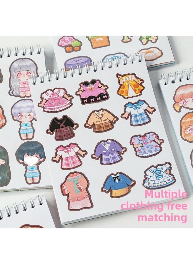 Yan She Small Cotton Hand Account Coil Change Sticker Book Cute Girl 3 To 6 Years Old Girl Princess Sticker Sticker Book-Specifications:Coil Style + 4 Dress-up Books [full Set]  - Image 5
