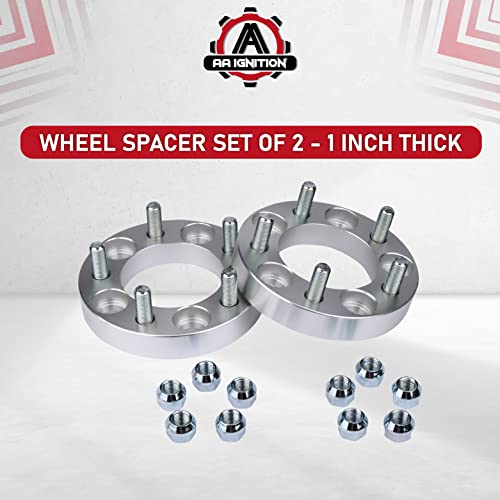 AA Ignition Wheel Spacer Set of 2-5x114.3mm Pattern - 5x4.5 Lug Centric 82.5mm Bore - 1/2" x 20 Studs 1 Inch Thick - Compatible with Ford and Jeep Vehicles - Wrangler, Cherokee, Liberty, Ranger, Explorer, Mustang - Image 5