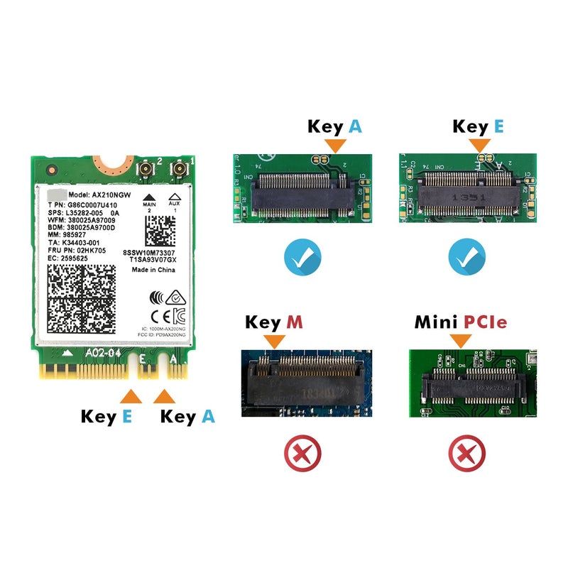 OKN AX210NGW WiFi 6E Card M.2 5400Mbps Tri-Band Wireless Module for Laptop,11AX WiFi Adapter with Bluetooth 5.3,MU-MIMO, Ultra-Low Latency, NGFF, Supports Windows 11/10 (64bit) - Image 3