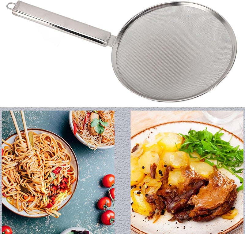 Skimmer Spoon Stainless Steel, Heat Fine Mesh Food Strainer 30cm - Anti Slip Handle, Highly Efficient Frying Cooking Tool, Kitchen Essential (26cm / 10.2in) - Image 2
