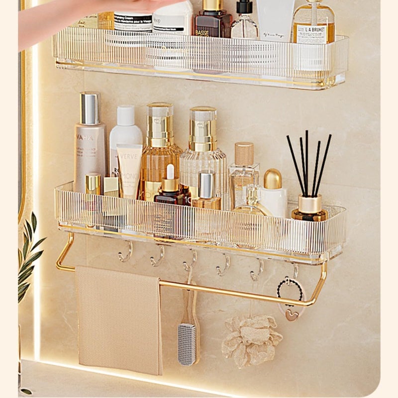 Luteti Luteti NonPunching LoadBearing Bathroom Bathroom with Bathroom Shelf Space Aluminum Wall Hanging Towel Rack Toilet Storage Shelf  - Image 3