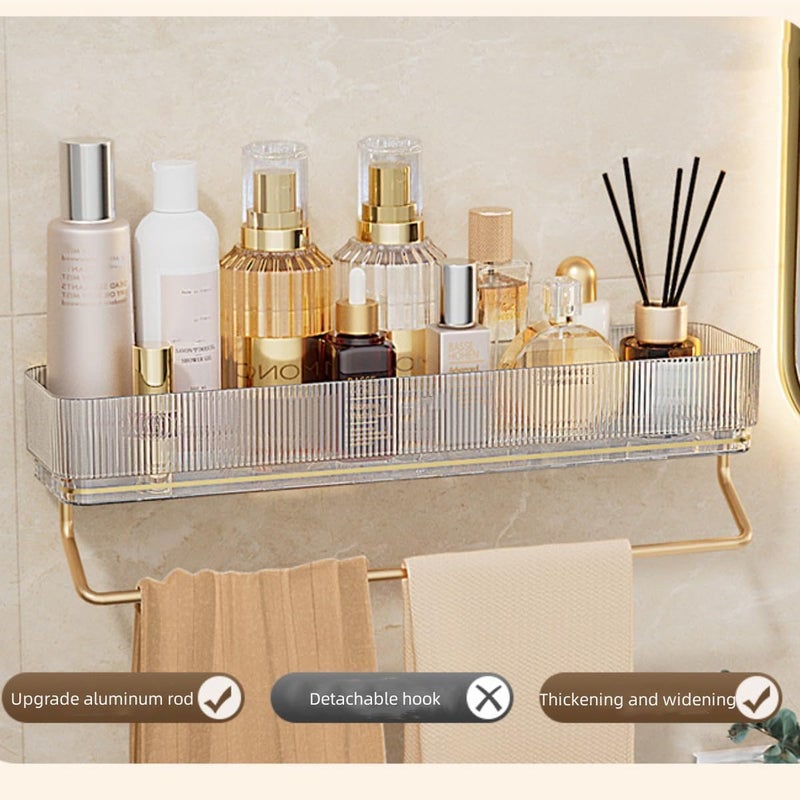 Luteti Luteti NonPunching LoadBearing Bathroom Bathroom with Bathroom Shelf Space Aluminum Wall Hanging Towel Rack Toilet Storage Shelf  - Image 5