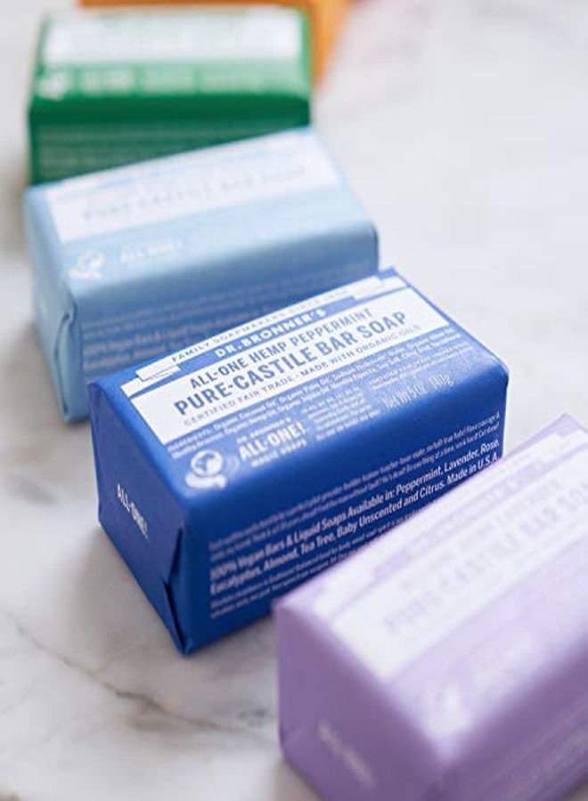 Dr. Bronner's صابون باري قياسي نقي (نعناع، 5 أونصة) - مصنوع من زيوت عضوية، للوجه، الجسم والشعر، لطيف ومرطب، قابل للتحلل، نباتي، خالٍ من القسوة، غير معدّل وراثياً (5 أونصة، عبوة من 2) - Image 4