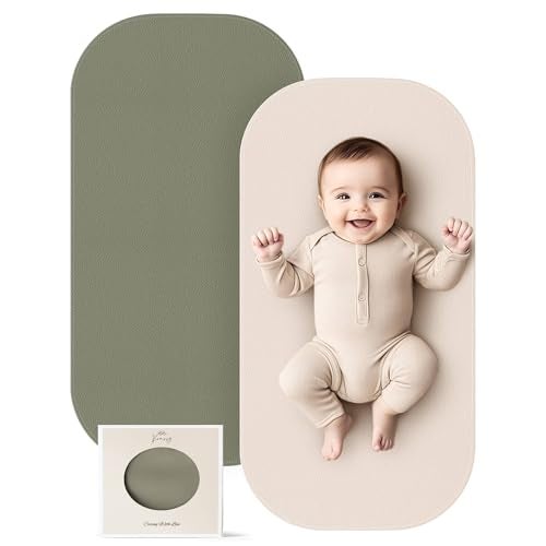 Konssy Faux Leather Baby Changing Mat, Waterproof, Wipeable & Portable Diaper Changing Pad for Travel or Home, Fits Perfectly in Diaper Bag, 30 x 17 inches (Fog Green,Beige) - Image 1