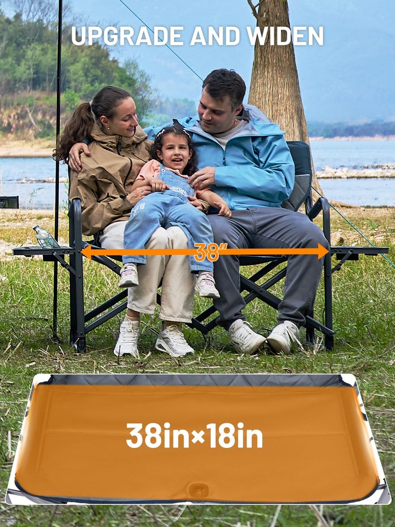 TIMBER RIDGE Double Camping Chair Portable Loveseat, Heavy Duty Folding Camp Couch, 2 person Director Chairs with Cup Holder for Outdoor Lawn Tailgates Picnic Sports Soccer Games Supports 600 lbs Blue - Image 2