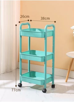 POWER 3-Tier Multipurpose Rolling Shelves Metal Cart Organizer Green  - Image 1