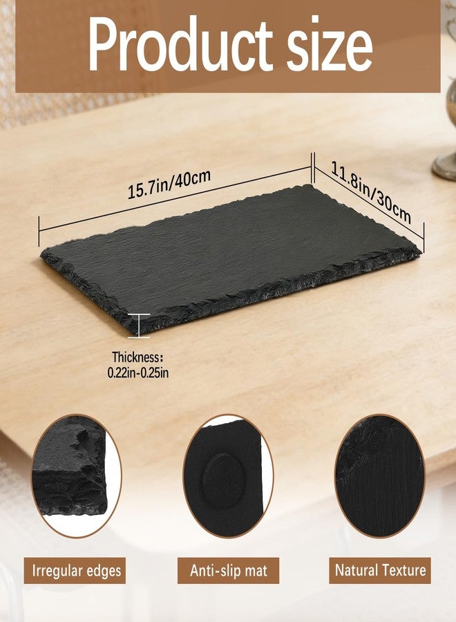 DASSNANE 6 Pack 9inch*6inch Slate Cheese Board Natural Sushi Placemat Stone Charcuterie Platter Food Contact Safe Stone Slate for Laser Engraving,Suitable for Party, Gift, Fruit, Meat, Wedding - Image 2