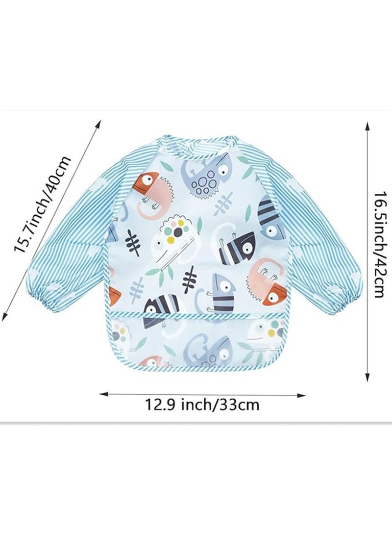 بيبي لاند 3 قطع من المرايل طويلة الاكمام ، مريلة باكمام طويلة مقاومة للماء للاطفال الرضع 6-36 شهر - Image 2