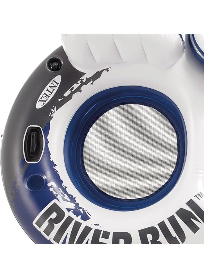 انتكس عوامة حمام سباحة قابلة للنفخ مزدوجة لشخصين من Intex River Run 2 مع مساند ظهر وحوامل أكواب، من بولي كلوريد الفينيل شديد التحمل، 243x157 سم - Image 5