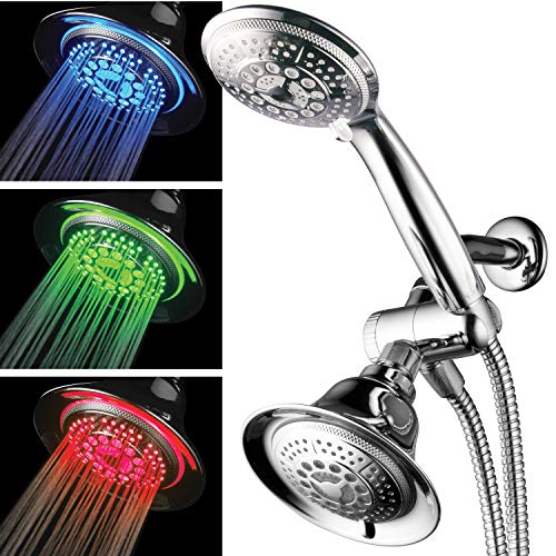 Hotel Spa Shower Combo with LED Shower Head – High-Performance 2 in 1 Combination Shower System – Use Overhead Hands-Free, Enjoy Regular or LED Shower Pampering Shower Heads/Ambiance of LED Lighting - Image 2