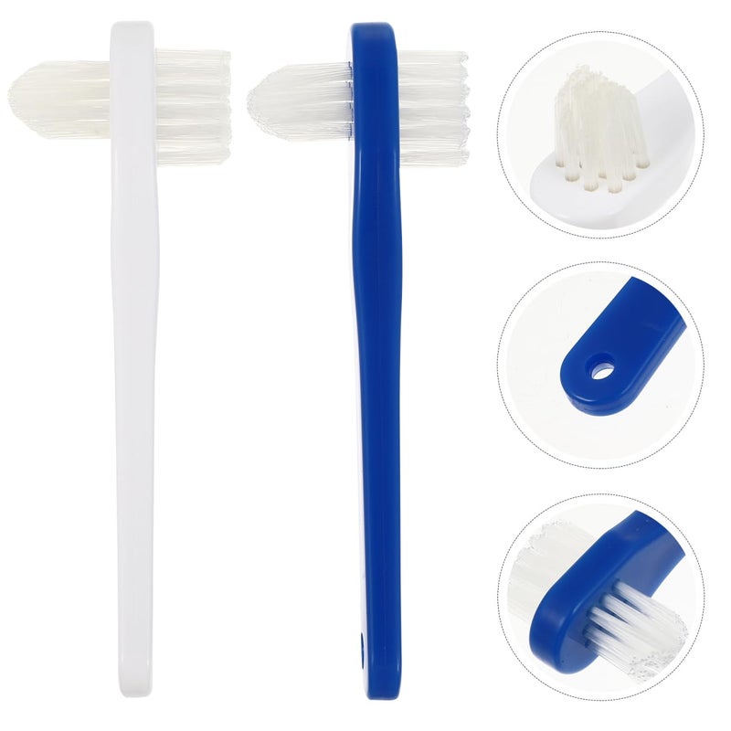 ARTIBETTER 2Pcs Double-Sided False Toothbrush Cleaning Tool (White + Blue) - Image 3