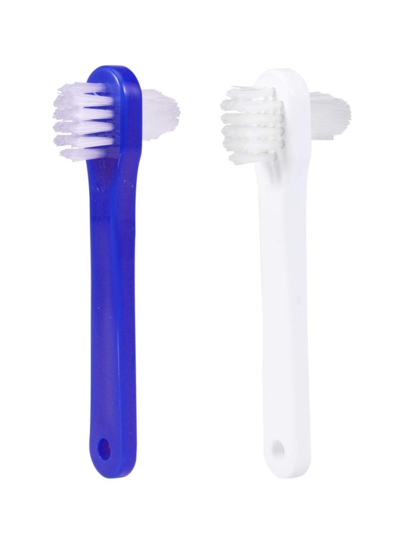Artibetter ARTIBETTER 2Pcs Double-Sided False Toothbrush Cleaning Tool (White + Blue) - Image 1