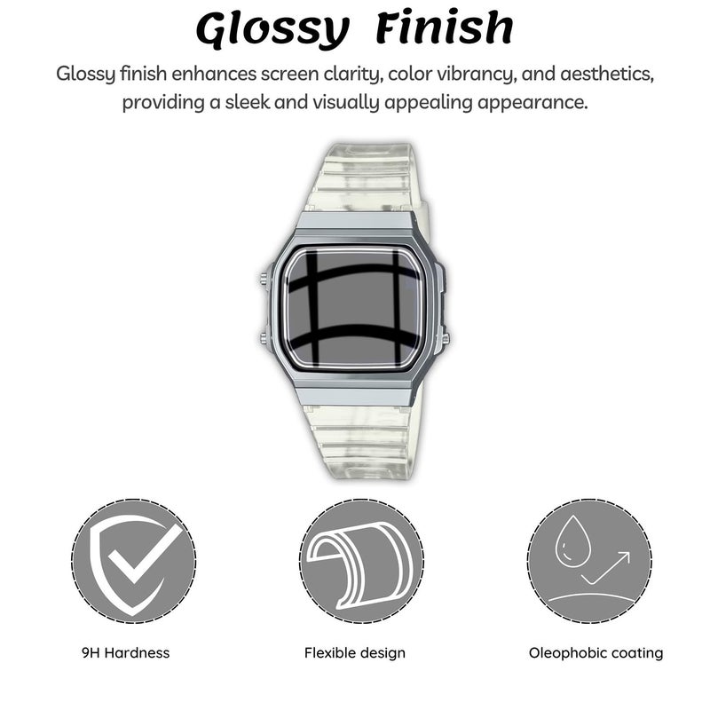 FCS Tpu (Pack Of 3 Screen Guard For Casio Vintage A168Wgg-1Bdf-D182 Smartwatch Screen Protector|0.33Mm Anti Shock Screen Protector For Casio Vintage D182 Screen Guard (Casio-Vintage-D182) - Image 4