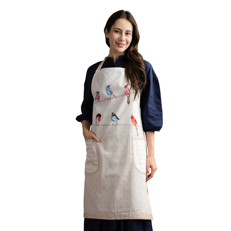 Maison d' Hermine Birdies on Wire 1 Piece 100% Cotton Apron with an Adjustable Neck & Two Side Pockets with Long Ties for Women/Men Chef (27.50"x31.50") - Image 1