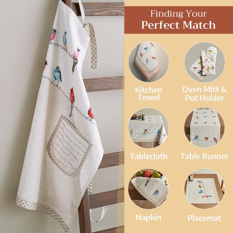 Maison d' Hermine Birdies on Wire 1 Piece 100% Cotton Apron with an Adjustable Neck & Two Side Pockets with Long Ties for Women/Men Chef (27.50"x31.50") - Image 5