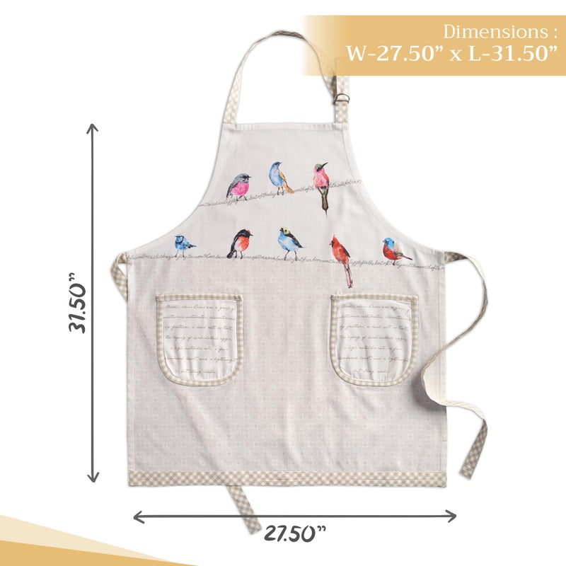 Maison d' Hermine Birdies on Wire 1 Piece 100% Cotton Apron with an Adjustable Neck & Two Side Pockets with Long Ties for Women/Men Chef (27.50"x31.50") - Image 4