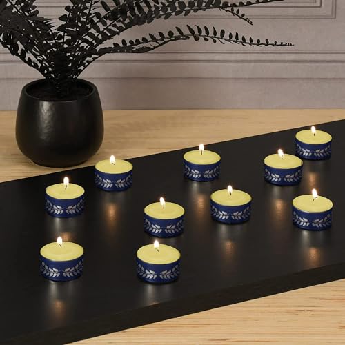 ThinkArtDecor Scented Tealight Candles, Organic Luxury Aroma Upto 4 Hours, Smokeless & Dripless Soy Wax Diya (Pack of 96, Eucalyptus & Kaffir Lime) - Image 3