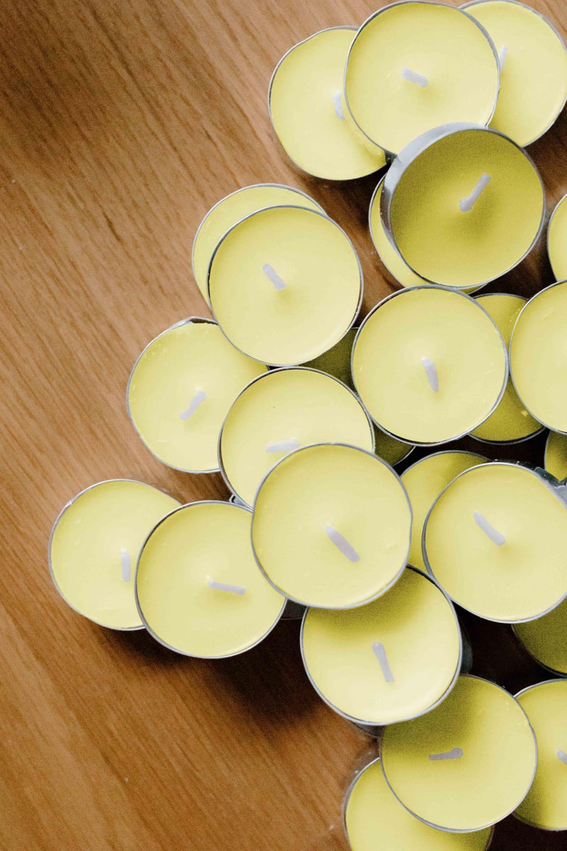 ThinkArtDecor Scented Tealight Candles, Organic Luxury Aroma Upto 4 Hours, Smokeless & Dripless Soy Wax Diya (Pack of 96, Eucalyptus & Kaffir Lime) - Image 4
