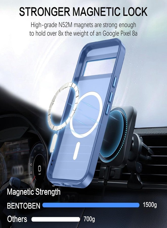 بنتوبين جراب BENTOBEN لهاتف Google Pixel 8a، جراب مغناطيسي لهاتف Google 8a [متوافق مع MagSafe]، غطاء حماية شفاف غير لامع رفيع مقاوم للصدمات وبصمات الأصابع والخدوش لهاتف Google 8a 6.1 بوصة، أزرق - Image 3