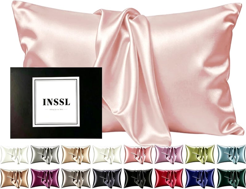 INSSL Silk Pillowcase for Women, Mulberry Silk Pillowcase for Hair an Skin and Stay Comfortable and Breathable During Sleep. (Pink, 20"×26") - Image 1