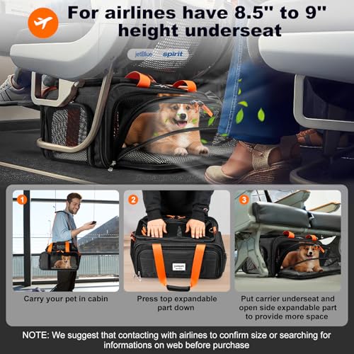pidipiti 17x125x85 TSA Approved Expandable pet Carrier for ExtraSmall Dog Under 6 lbsSmallMedium cat Under 8 lbsfor jetblue and Other Airlines only Have 85 Height Space underseat - Image 3