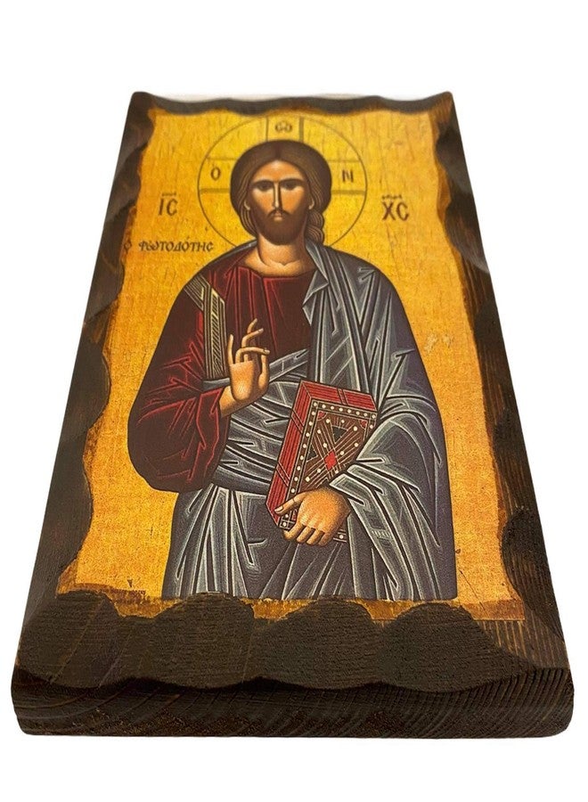 Mastic of Chios أيقونة خشبية أرثوذكسية يونانية من خيوس ليسوع المسيح (16 × 12 سم أو 6.3 × 4.7 بوصة) من الخشب الصلب - Image 2