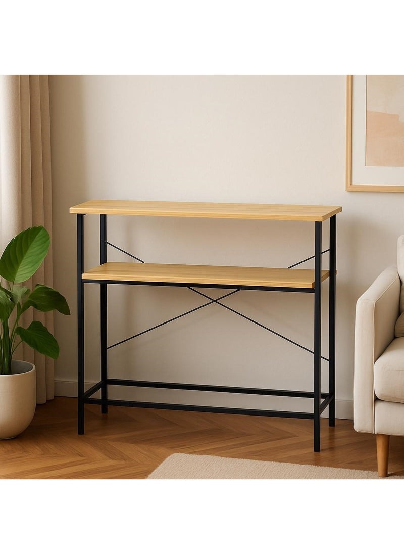 Modern Simple Design 2-Tier Adjustable Console Table, Narrow Sofa Table for Entryway, Living Room, Hallway, and Bedroom