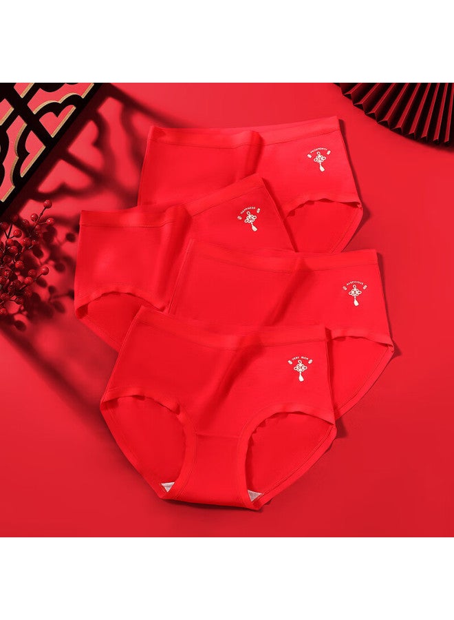 Fentengcare Women's Underwear Model 10a Antibacterial Red Four-pack Mid-high Waist Triangle Panties - Image 2