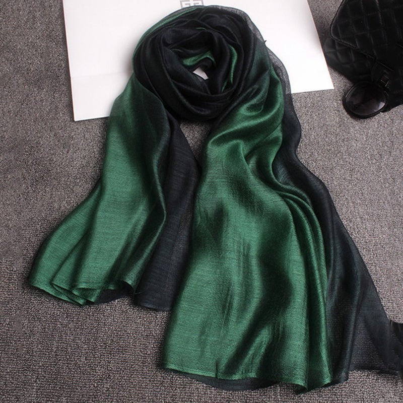 SNUG STAR وشاح قطن حرير SNUG STAR أنيق ناعم للنساء (أخضر داكن) - Image 5