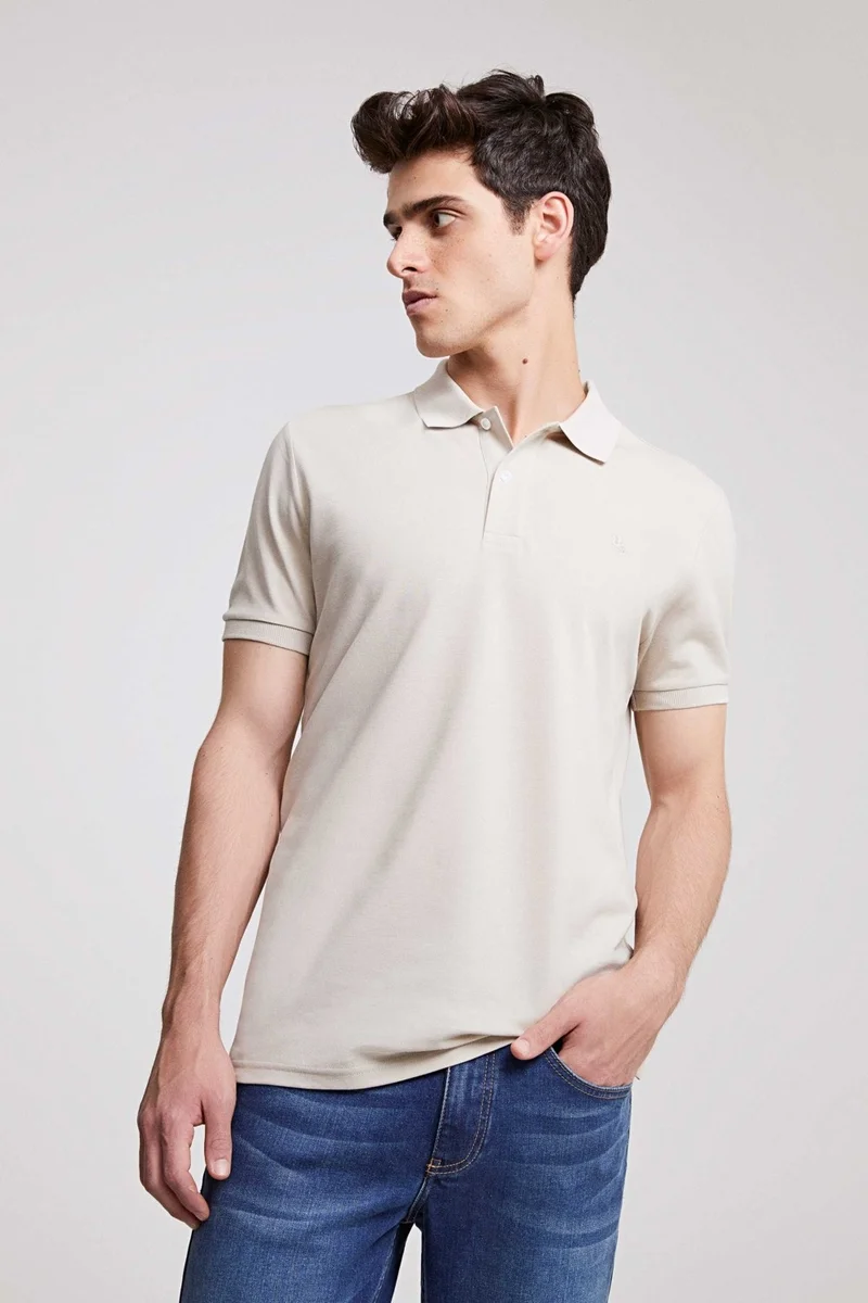 D'S DAMAT Regular Fit Black/Terra/Stone Pique Textured 100% Cotton Polo Neck T-Shirt