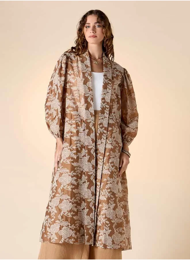 ايكونيك Iconic Embroidered Open Front Longline Shrug