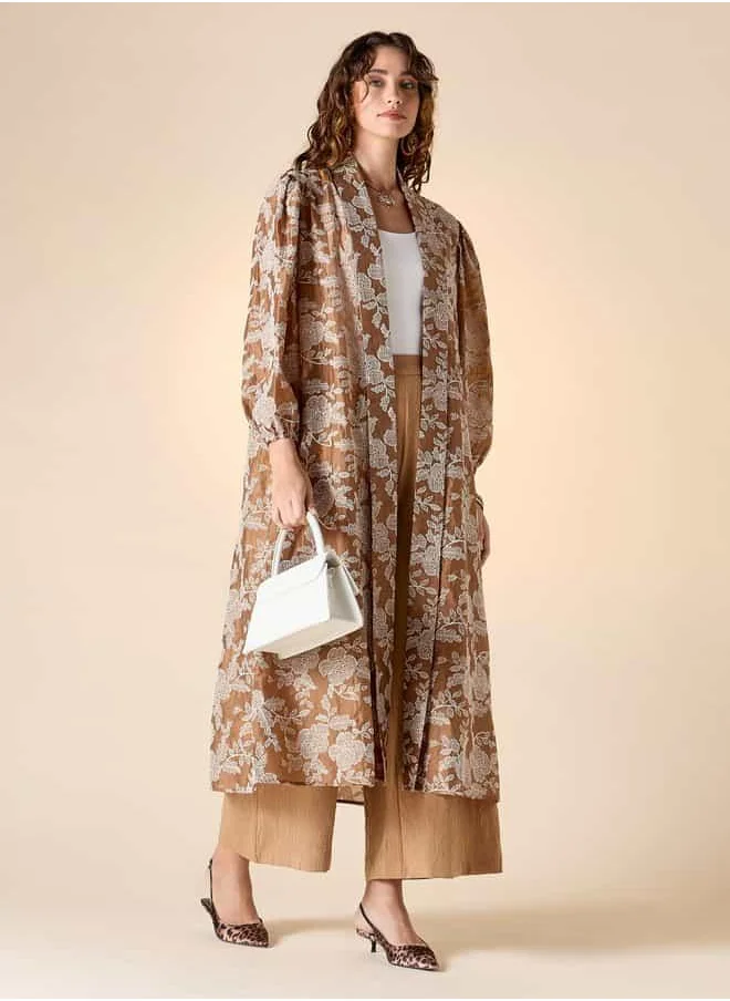 ايكونيك Iconic Embroidered Open Front Longline Shrug