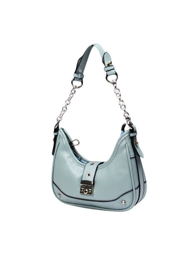 Stylish and trendy women's handbag with a “Baguette” design -cyan