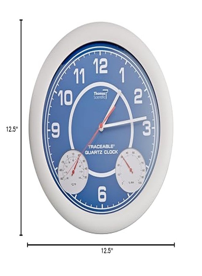 توماس ساعة توماس 1071 قابلة للتتبع مزودة بمقياس حرارة ورطوبة، قطرها 12.5 بوصة، نطاق قياسها من 10 إلى 130 درجة فهرنهايت، ومن -20 إلى 55 درجة مئوية - Image 2