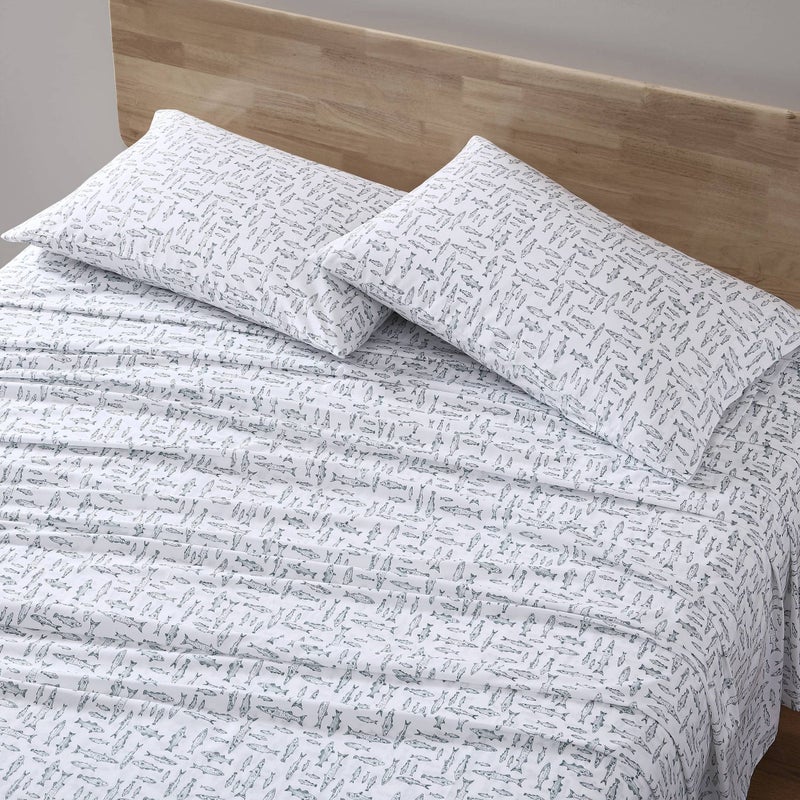 Eddie Bauer  Full Sheets Cotton Percale Bedding Set Crisp  Cool Home Decor Dorm Room Essentials Albright Hill Green Full