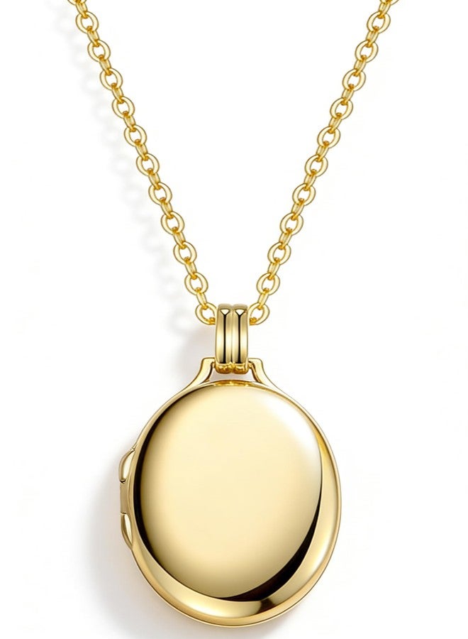 YOUFENG Gold Oval Locket 14K Gold-Filled Lockets that Hold Pictures Necklace for Women - Image 1