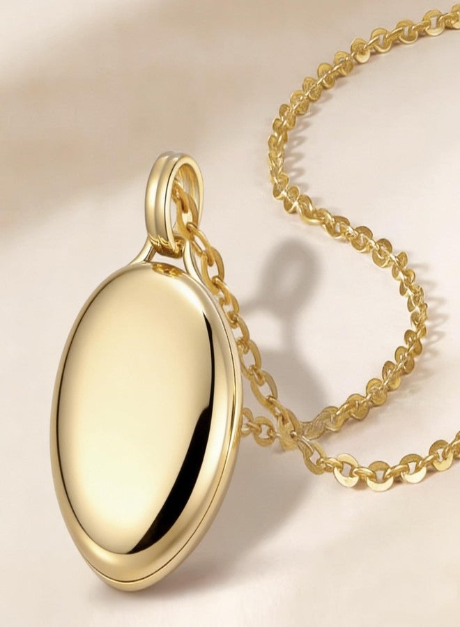 YOUFENG Gold Oval Locket 14K Gold-Filled Lockets that Hold Pictures Necklace for Women - Image 2