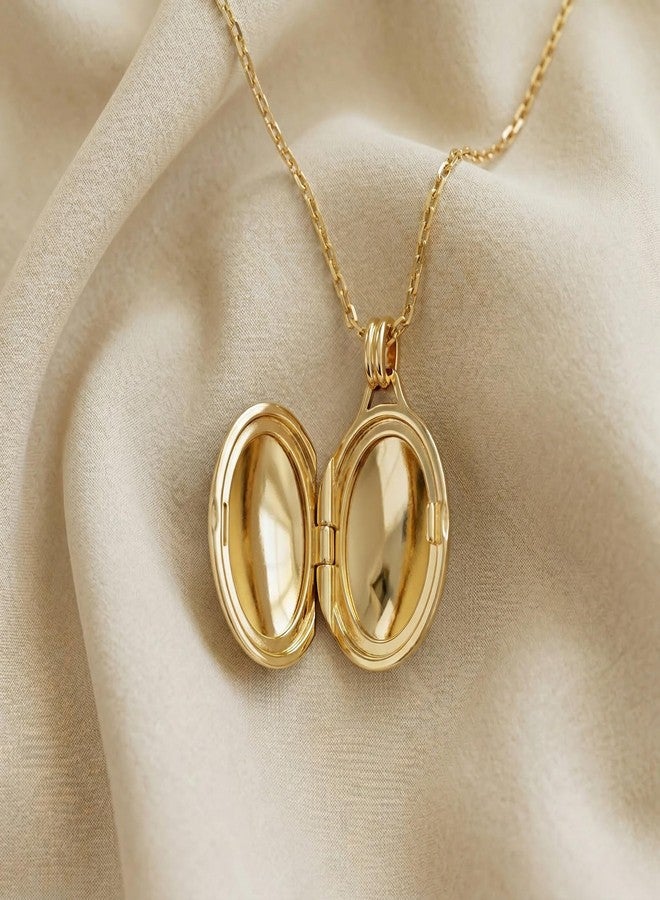 YOUFENG Gold Oval Locket 14K Gold-Filled Lockets that Hold Pictures Necklace for Women - Image 4