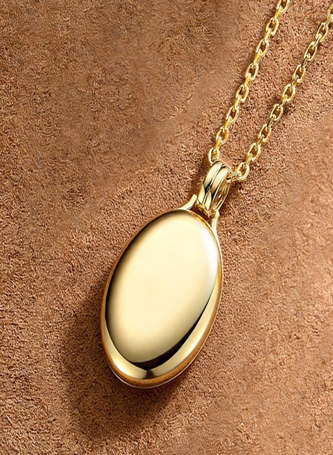 YOUFENG Gold Oval Locket 14K Gold-Filled Lockets that Hold Pictures Necklace for Women - Image 3