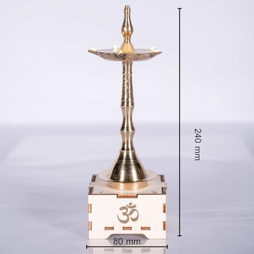 SolarBasket Brass Akhand Solar Diya for Puja,Temple,Home Decoration 5 Bati(Vat) Battery Operated Light Samai Gifting Diva for Pooja,LED Wicks Jyoti Aarti Deepak (Pack of 1), Golden - Image 3