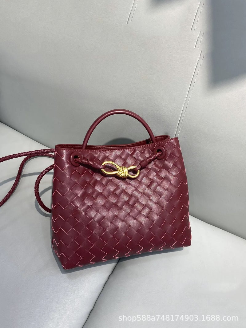 Handwoven Handbag Womens Fashion Commuter Bag Underarm Tote Shoulder Crossbody Bag Special Shape Chinese Origin Large burgundy high quality ready stock 