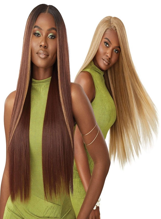 Outre 6X5 Pre-Cut Lace Closure Wig - Human Hair Blend - Sleek Yaki 30" (OFF BLACK 1B) - Image 1