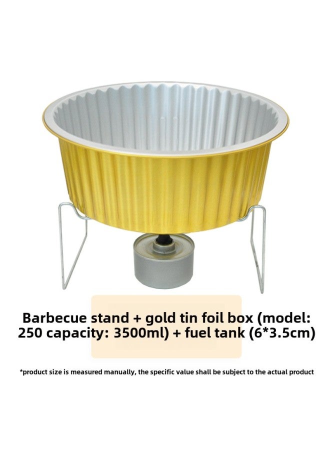 Tin Paper Aluminum Foil Box Disposable Portable Small Hot Pot With Bracket Oil Lamp Pot Set Environmental Protection Heatable And Sealable-Color:250/3500 Hot Pot Set With Plastic Lid-Specifications:1 Set - Image 1