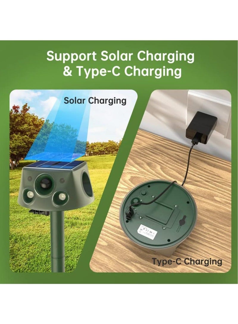 Captaintech Ultrasonic Animal Repellent Solar Powered, Waterproof Outdoor Animal Repeller Deterrent with PIR Motion Sensor & Flashing Light, Outdoor Repellent Device - Image 4